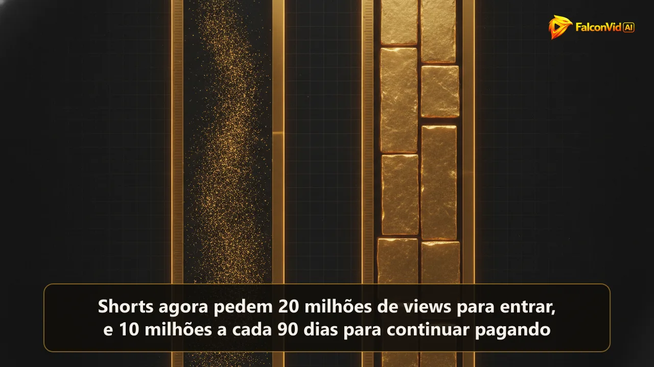 Duas colunas de medição douradas de alturas muito diferentes, a alta tomada por um enxame denso de partículas minúsculas e a baixa formada por poucos blocos grandes.