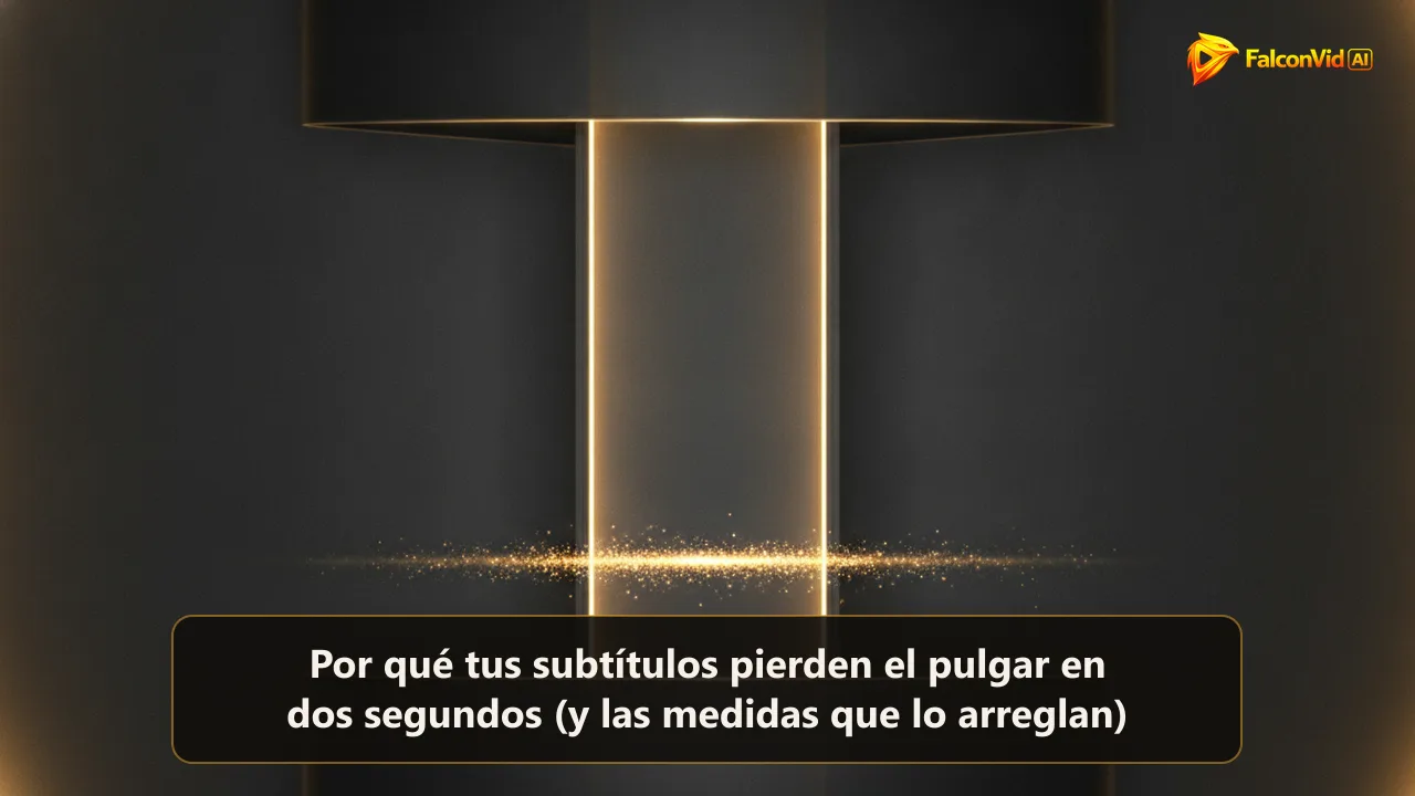 Un marco vertical de luz dorada en la oscuridad, con bandas de sombra apretando desde arriba y desde abajo y una cinta brillante de partículas firme en el tercio central bajo.