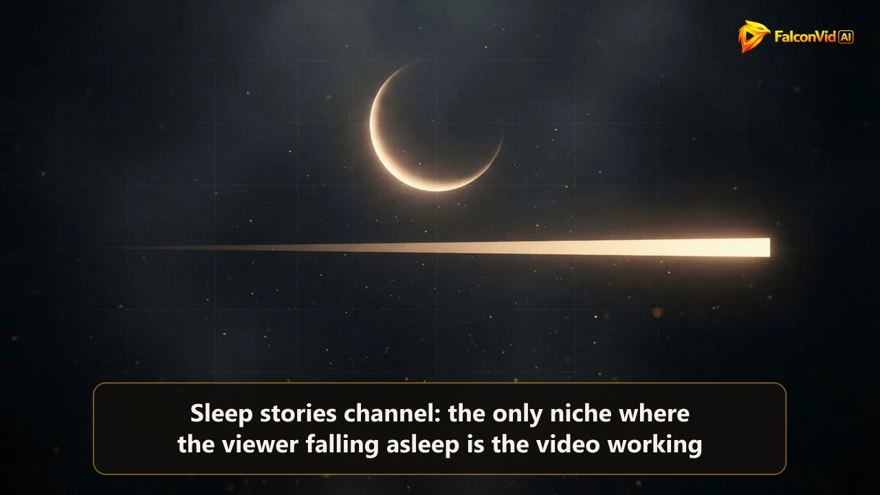 Crescent of warm light above a horizontal bar that grows thicker to the right, watch time filling up while the listener drifts off