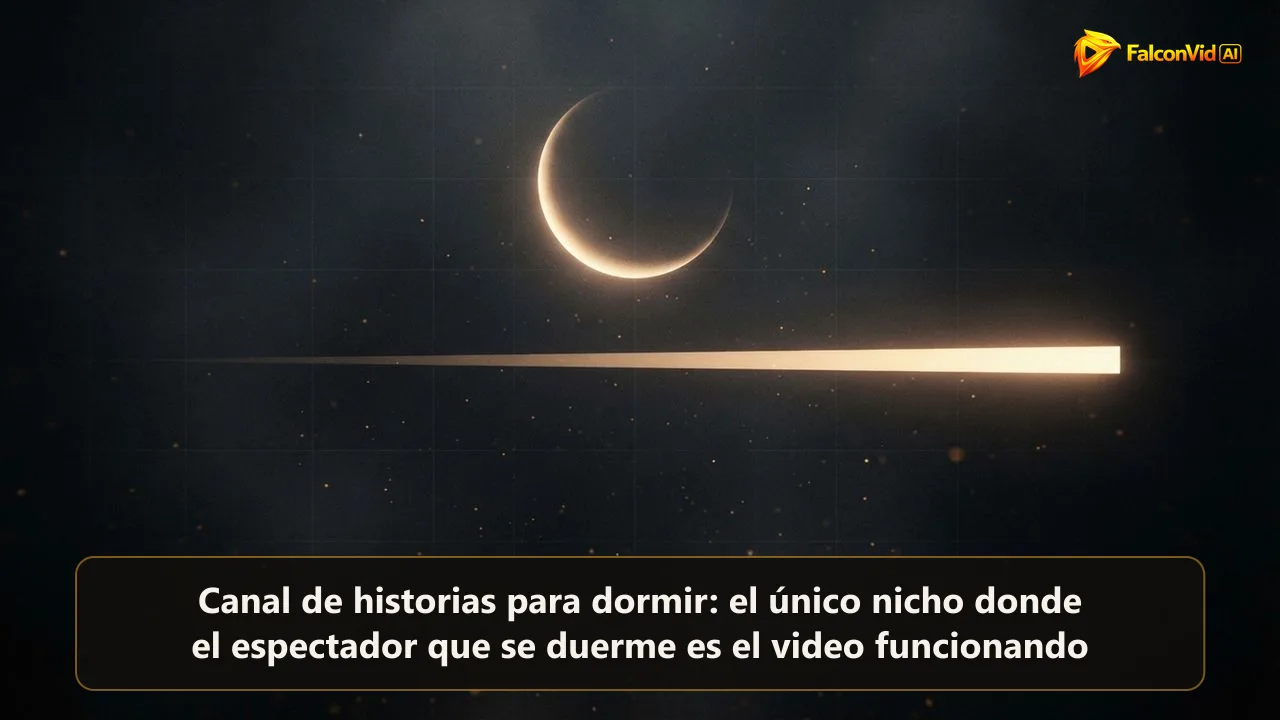Luna creciente de luz cálida sobre una barra horizontal que se engrosa hacia la derecha, el tiempo de reproducción llenándose mientras el oyente se duerme