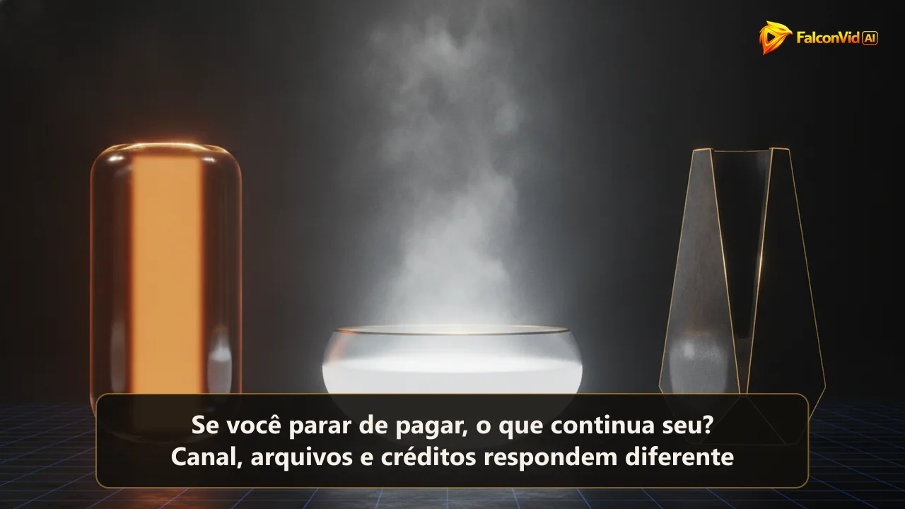 Ilustração editorial escura de três recipientes separados, um brilhando em âmbar, um pela metade e um vazio em cinza