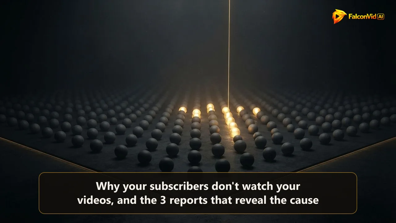 A grid of many dim grey spheres with only a small cluster glowing gold, lit by a single beam of light coming from above