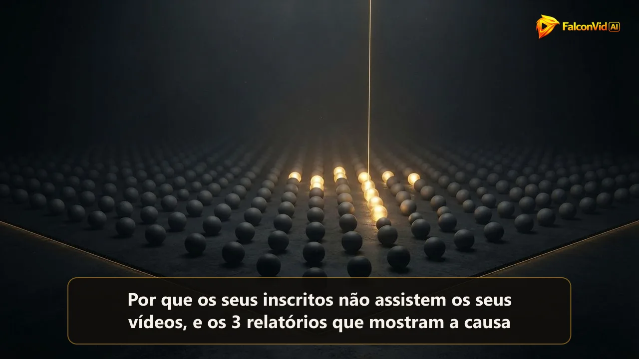 Uma grade com muitas esferas cinzas apagadas e só um pequeno grupo dourado aceso, iluminado por um único feixe de luz que vem de cima