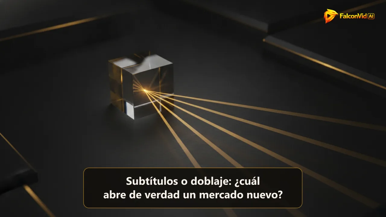 Un único haz de luz dorada que atraviesa un prisma y se divide en varios haces dorados que se abren sobre una superficie oscura.