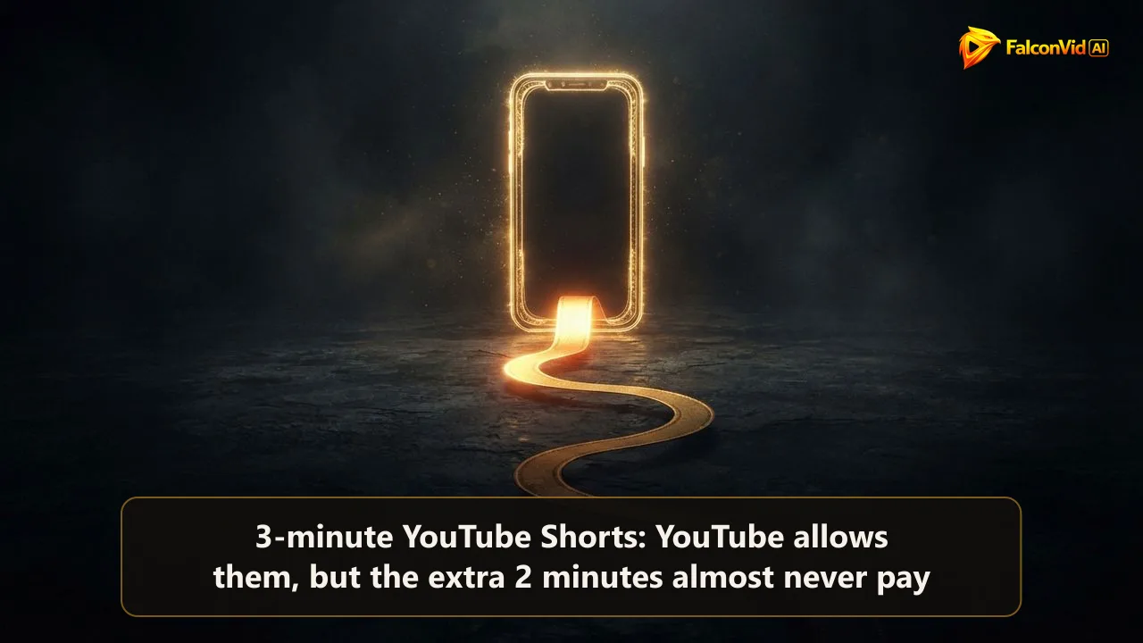A vertical golden frame with a long timeline where only the first seconds glow, the fading attention of a long Short