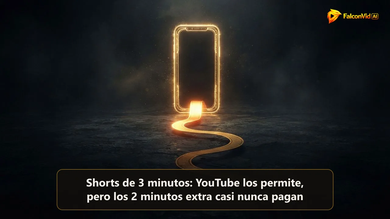 Marco vertical dorado con una línea de tiempo larga en la que solo brillan los primeros segundos, la atención que cae en un Short largo