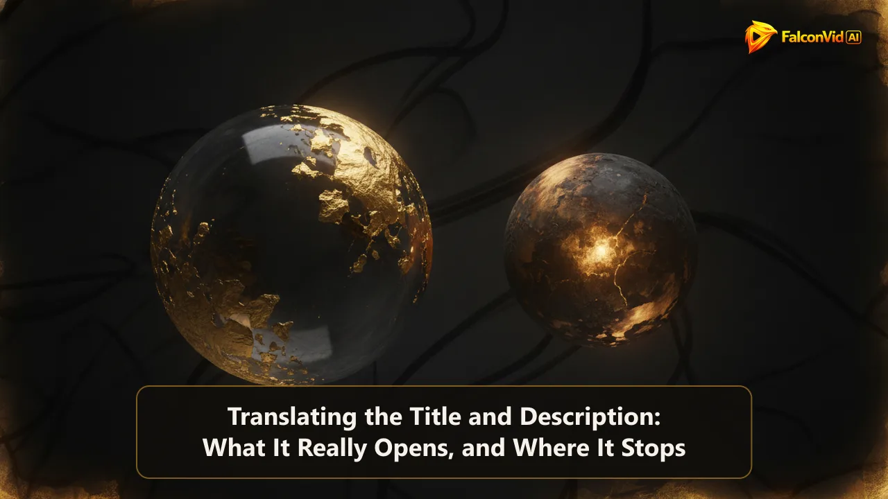 Two spheres in the dark: one coated with a thin golden varnish over an unlit core, the other glowing from deep inside.