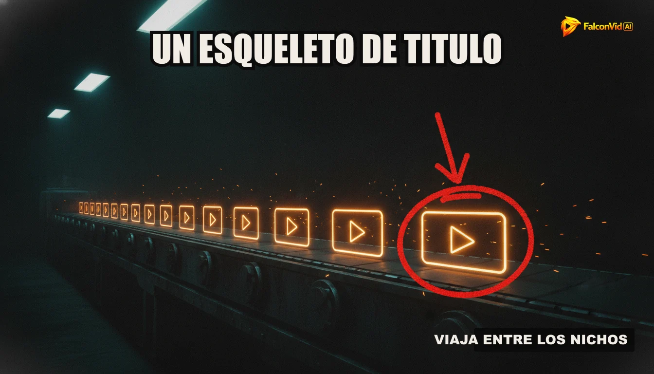 Una ilustración de una cinta transportadora de producción de video, que representa la automatización de la creación de contenido con FalconVid.