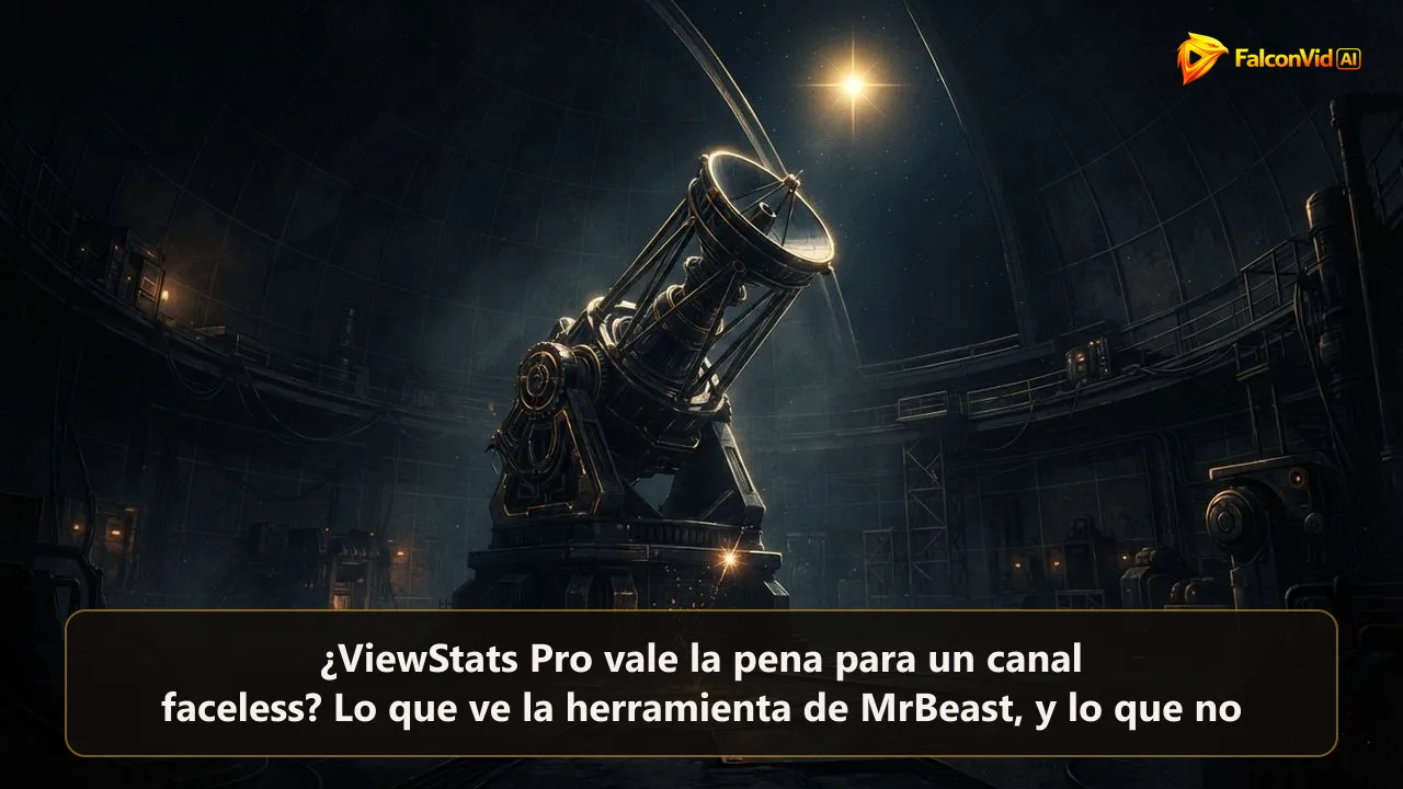 Un telescopio dorado gigante apuntando a una estrella lejana mientras chispas pequeñas y brillantes suben sin ser vistas en la base, el punto ciego del análisis de canal grande