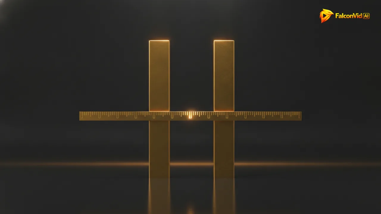 Two golden vertical bars side by side, the one on the right exactly twice the height of the one on the left, with a notched calendar line crossing the gap between them
