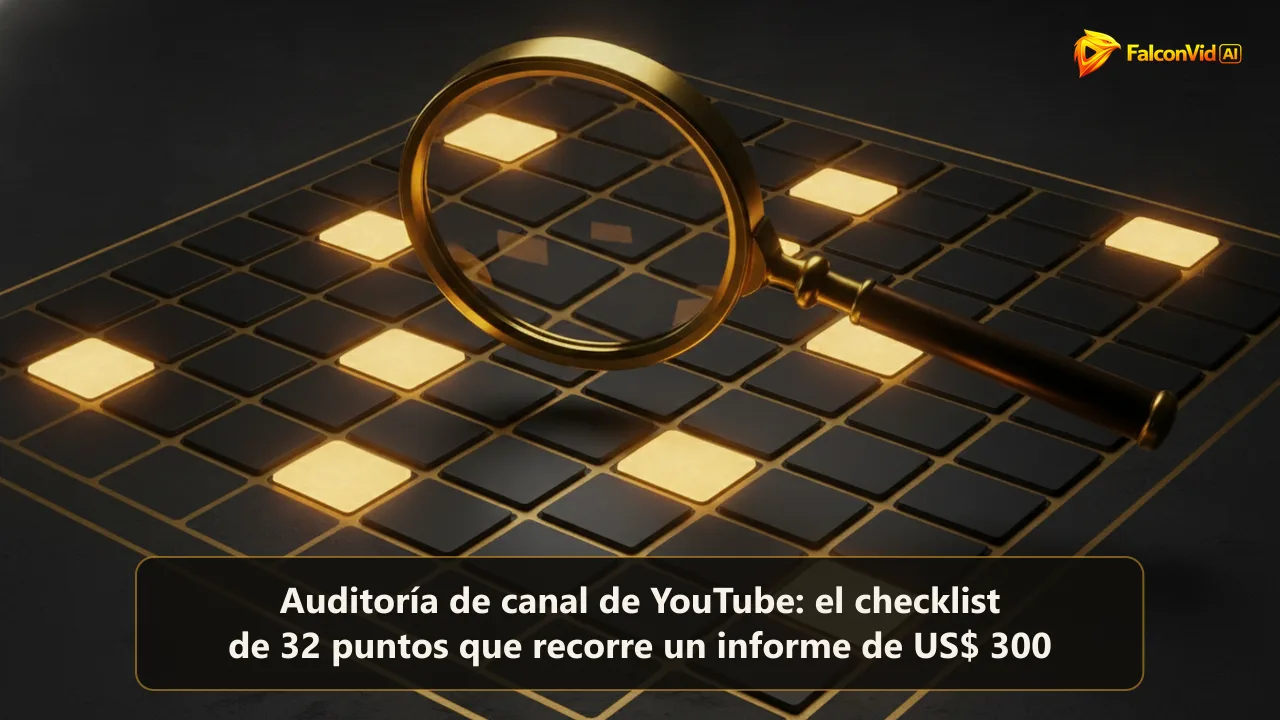 Una gran lupa dorada sobre una cuadrícula de pequeños azulejos en una superficie oscura, con cerca de un tercio brillando en dorado y el resto apagados.