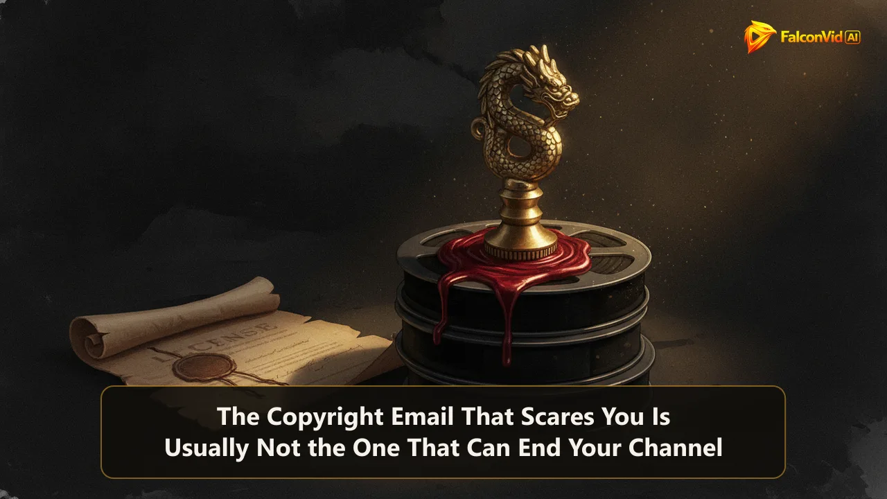 A brass notary stamp pressed into red wax on a stack of black film canisters, one canister lit by a narrow golden beam in the dark