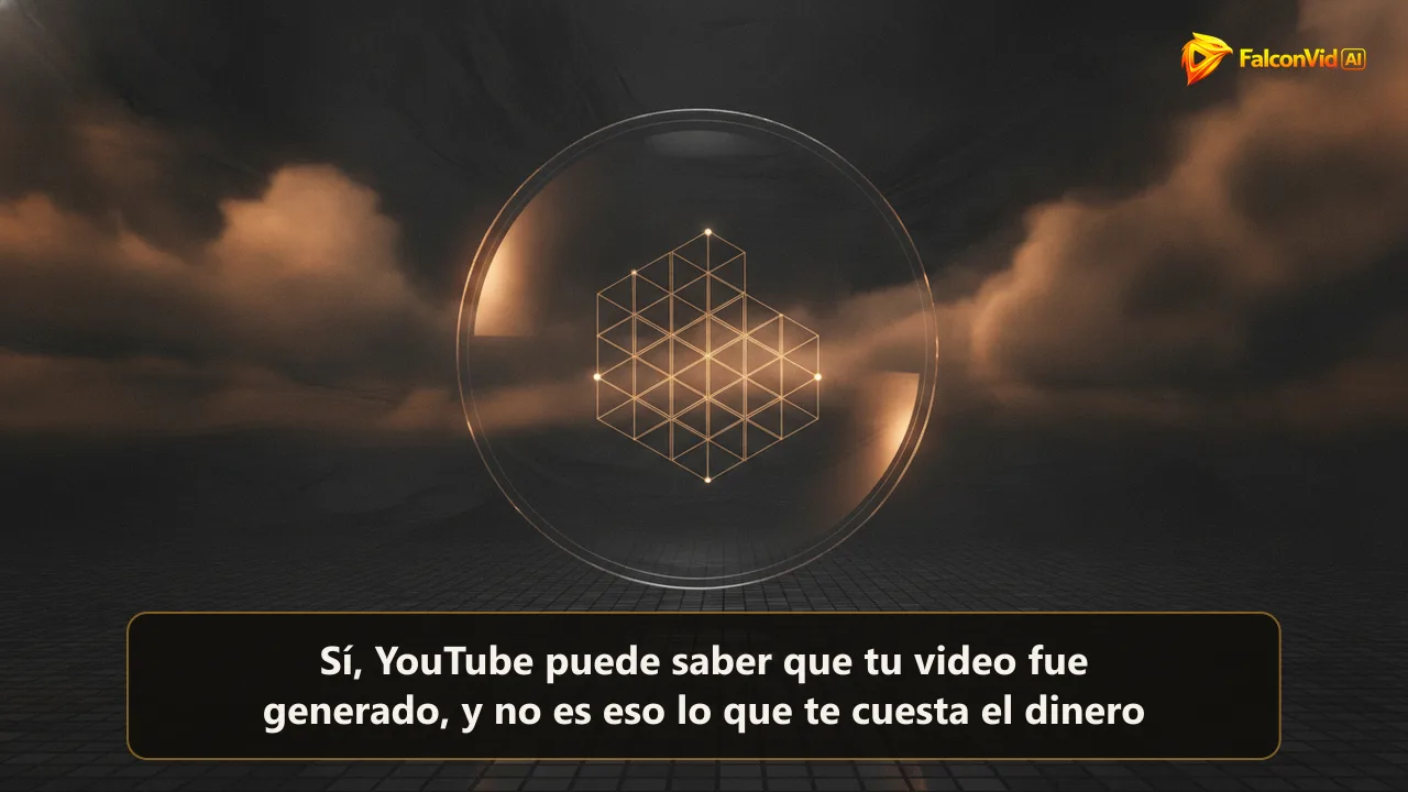 Una lente sobre una malla oscura de píxeles revelando un patrón encendido solo dentro de la lente, representando la marca invisible dentro de un video generado