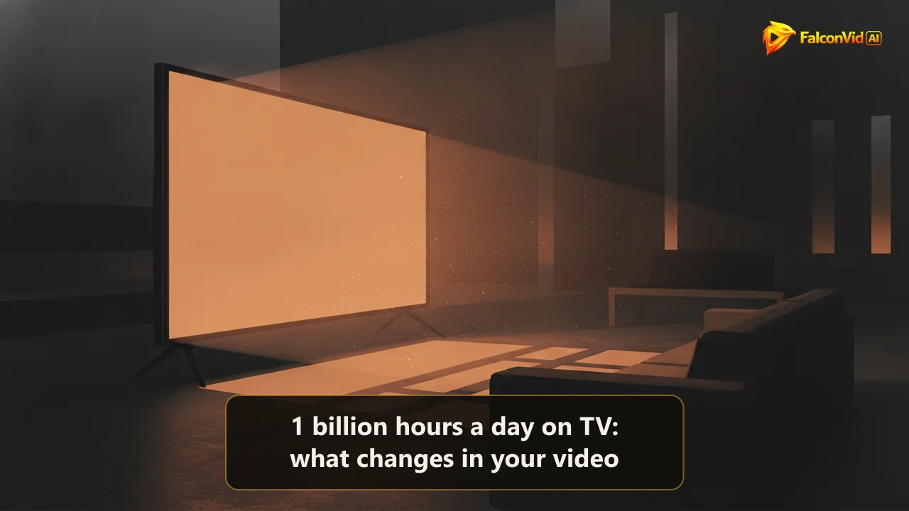 Dark editorial illustration of a large television glowing amber in a dim living room