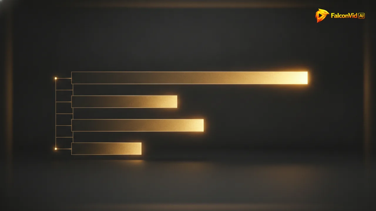 Four stacked horizontal bars of increasing width, the widest at the top glowing brightly in gold.