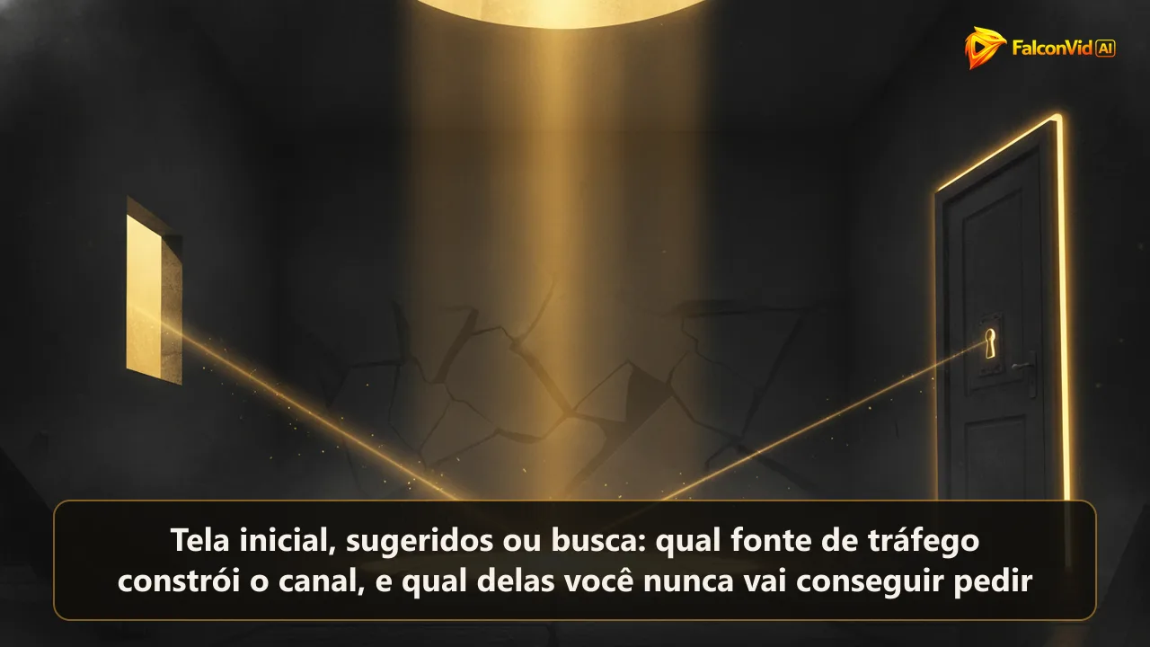 Três feixes dourados de larguras diferentes entrando num ambiente escuro e convergindo num único ponto brilhante.