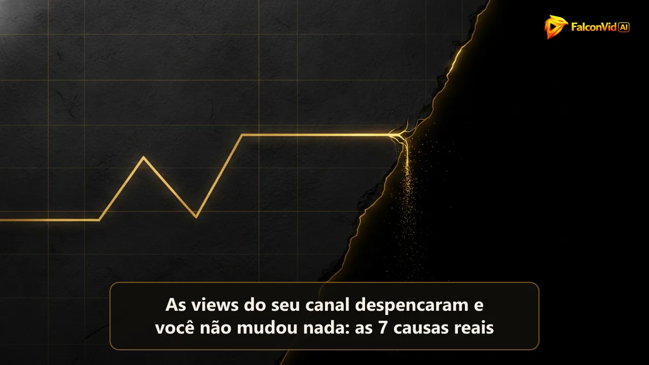 Um gráfico de linha dourado correndo por uma superfície escura e depois se quebrando para baixo num penhasco, com pequenas partículas brilhantes caindo da borda partida.