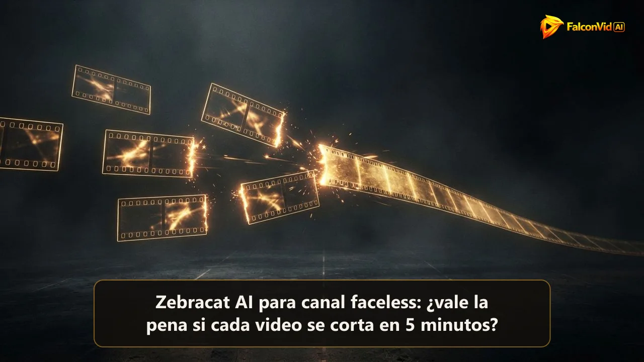 Tiras cortas de película dorada que se unen en una tira larga con costuras brillantes a la vista, clips cortos de IA cosidos en un video largo