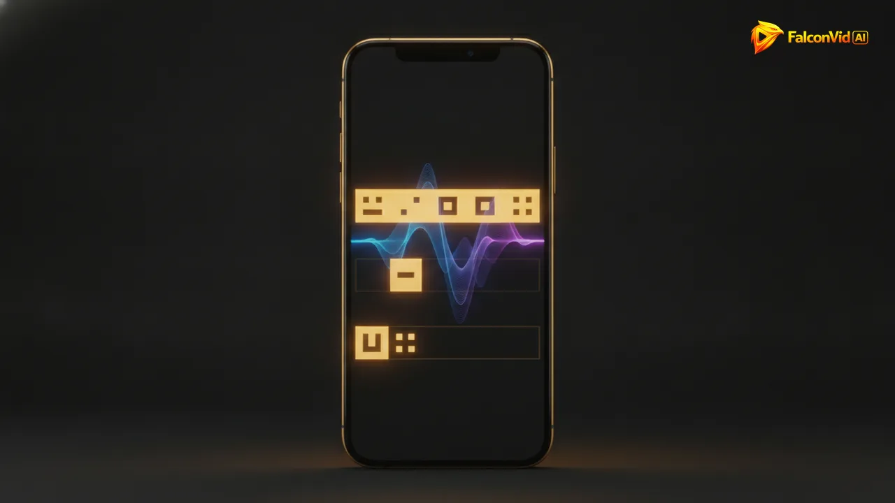 Vertical phone screen with karaoke captions lighting up over a video