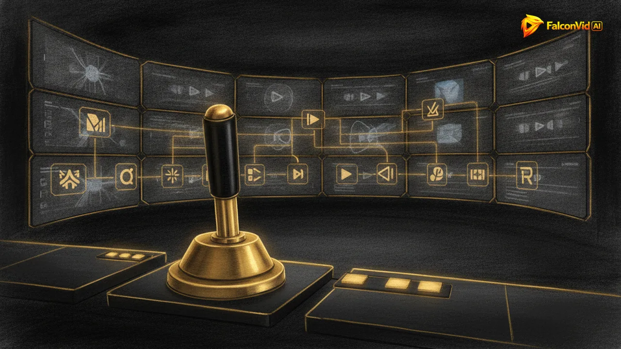 Control room with videos publishing themselves to multiple platforms automatically