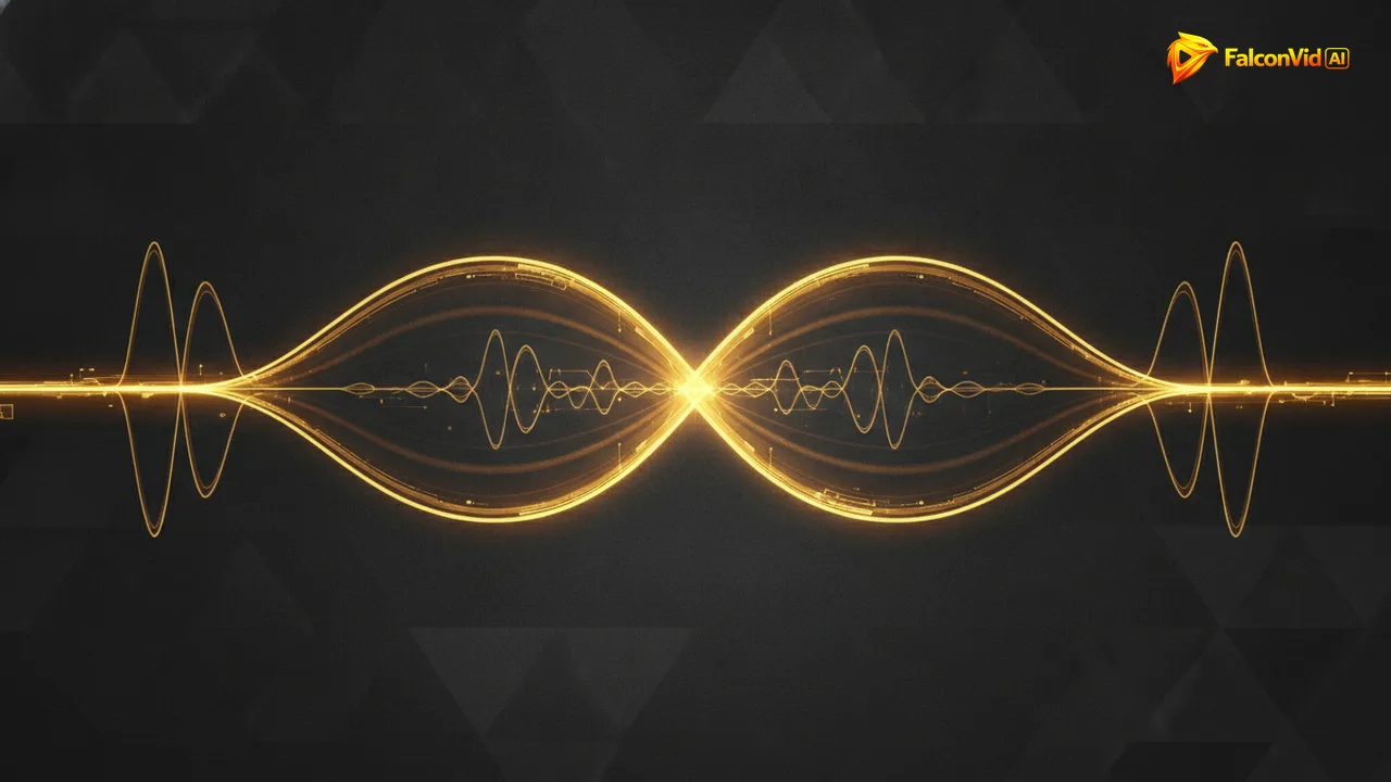 Two waveforms merging into one representing AI voice cloning